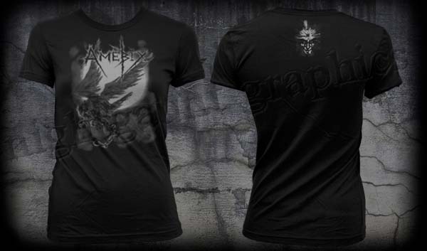 Amebix- Chained Bird on front & back on a black girls fitted shirt