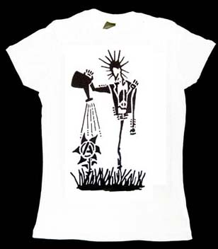 Anarchy (Punk Watering Flower) on a white girls fitted shirt