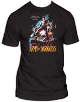 Army Of Darkness- Trapped In Time (Ash With Chainsaw) on a black shirt