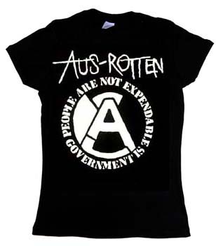 Aus Rotten- People Are Not Expendable Government Is on a black girls shirt