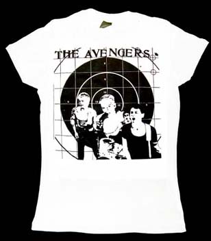 Avengers- Band Pic on a white girls fitted shirt