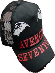 Avenged Sevenfold- Logo & Deathbats on black trucker hat