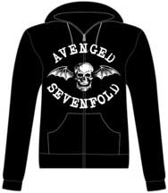 Avenged Sevenfold- Deathbat on a black zip up hooded sweatshirt