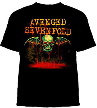 Avenged Sevenfold- Deathbat With Dripping Logo on a black shirt