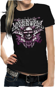 Avenged Sevenfold- Sunglasses Deathbat on a black girls fitted shirt