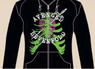 Avenged Sevenfold- Heart Attack on a black girls zip up fitted hooded sweatshirt