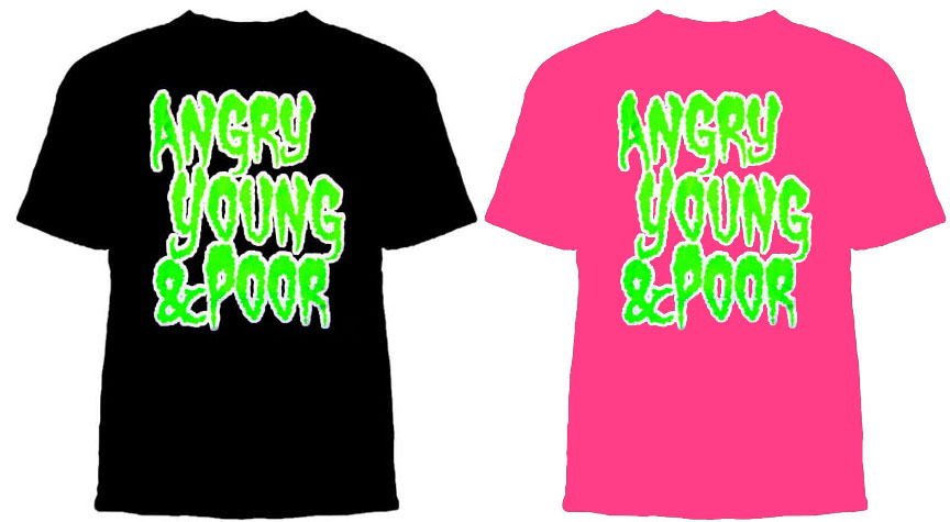 Angry Young And Poor- Green Logo shirt