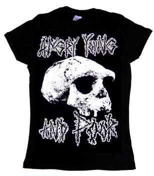 Angry Young And Poor- Skull on a black fitted girls shirt