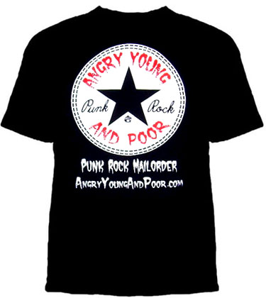 Angry Young And Poor- Star Logo on a black shirt