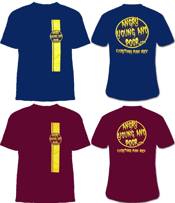 Angry Young And Poor- Stripe on front, Logo on back shirt