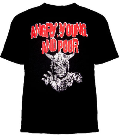 Angry Young And Poor- Viking Skull on a black shirt