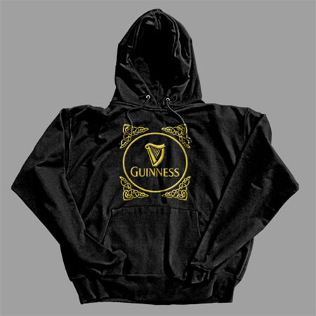 Guinness- Gold Logo on a black hooded sweatshirt (Sale price!)
