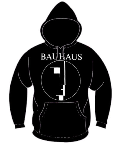 Bauhaus- Face Logo on a black hooded sweatshirt