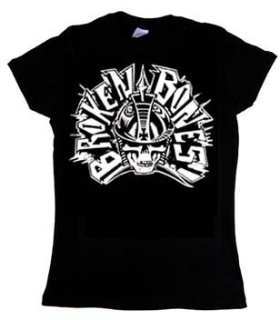 Broken Bones- Skull on a black girls fitted shirt