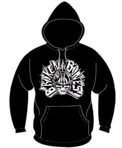 Broken Bones- Skull on a black hooded sweatshirt