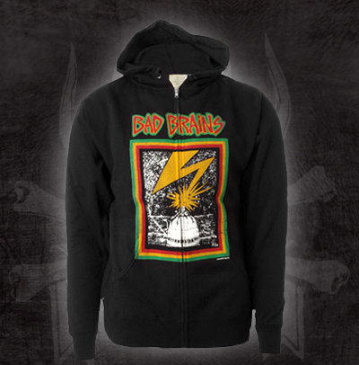 Bad Brains- Lightning on a black zip up hooded sweatshirt