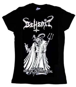 Beherit- Satanic Brutal Death Metal on a black girls fitted shirt