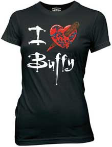 Buffy The Vampire Slayer- I (Heart With Stake) Buffy on a black girls fitted shirt