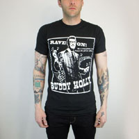 Buddy Holly- Rave On on a black slim fit shirt
