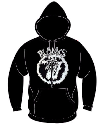 Blanks 77- Pogo Punk on a black hooded sweatshirt