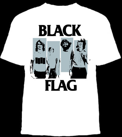 Black Flag- Band on a white slim fit shirt