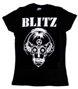 Blitz- Skull on a black girls fitted shirt