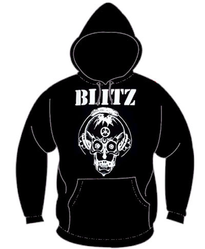Blitz- Skull on a black hooded sweatshirt
