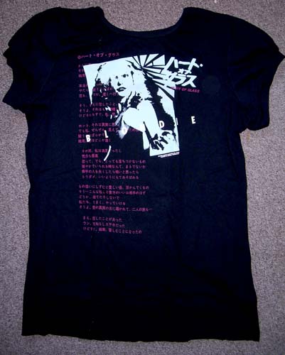 Blondie- Heart Of Glass Japanese Design on a black puff sleeve girls fitted shirt (Sale price!)