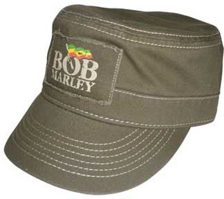 Bob Marley- Flag Logo on an army green cadet hat