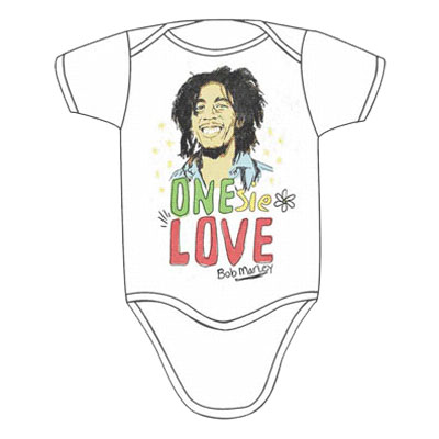 Bob Marley- Onesie Love on a white onesie (S-6m, M- 12m, L- 18m)
