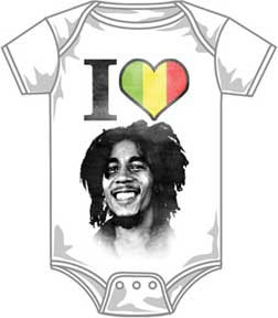 Bob Marley- I Love Bob on a white onesie (S-6m, M- 12m, L- 18m)
