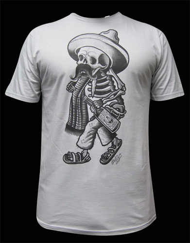 Borracho on a grey slim fit shirt by Black Market Art Company