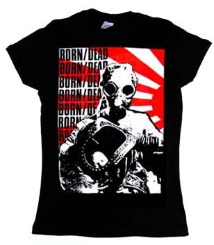Born/Dead- Rising Sun on a black girls fitted shirt