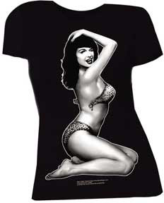 Bettie Page- Bikini Pic on a black girls fitted shirt