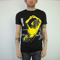 Buzzcocks- Orgasm Addict (Yellow Girl) on a black slim fit shirt