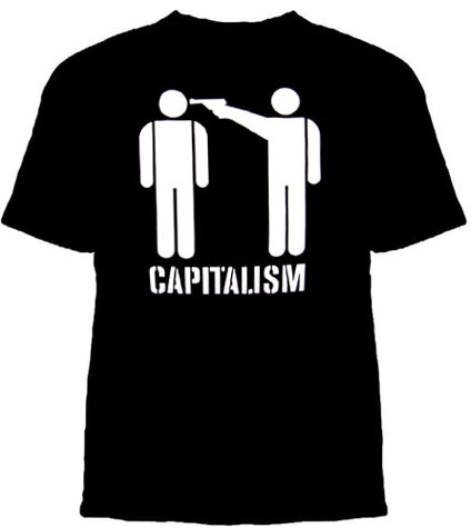 Capitalism on a black shirt