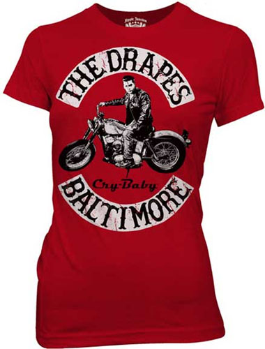 Cry Baby- The Drapes on a red girls fitted shirt