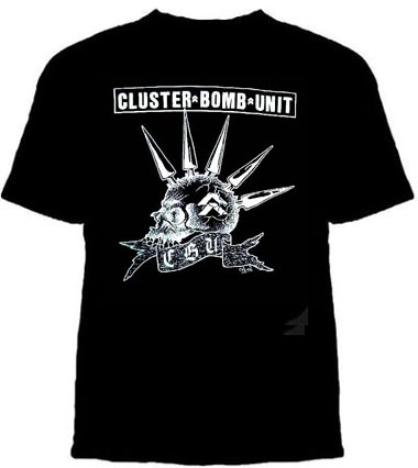 Cluster Bomb Unit- Skull on a black shirt