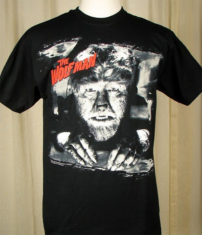 Wolfman- Face And Hands With Red Logo on a black shirt