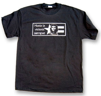 Che Guevara- Hasta La Victoria Siempre on a black shirt (Sale price!)