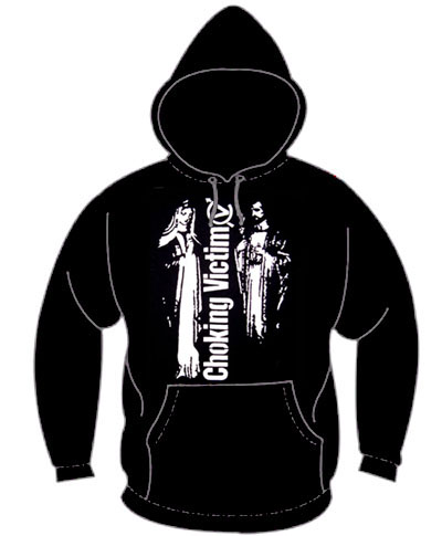 Choking Victim- Mary & Joseph on a black hooded sweatshirt