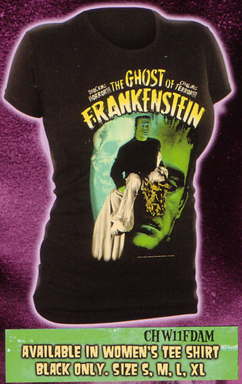 Frankenstein- Ghost Of Frankenstein on a black girls fitted shirt
