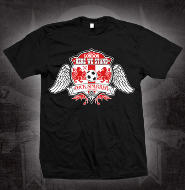 Cock Sparrer- Here We Stand (City Of London) on a black shirt