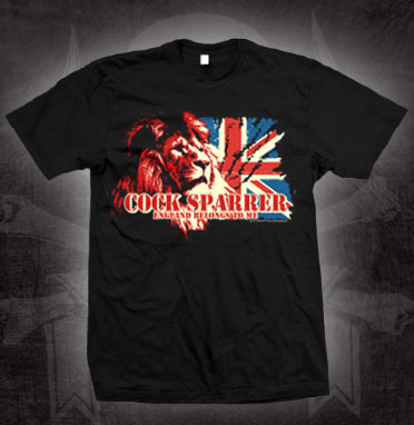 Cock Sparrer- England Belongs To Me on a black shirt