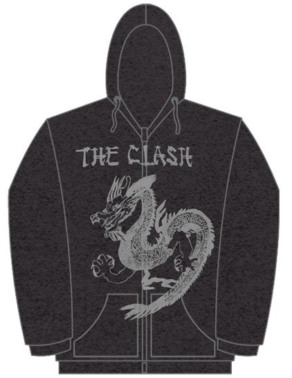 Clash- Dragon on a charcoal hooded zip-up sweatshirt