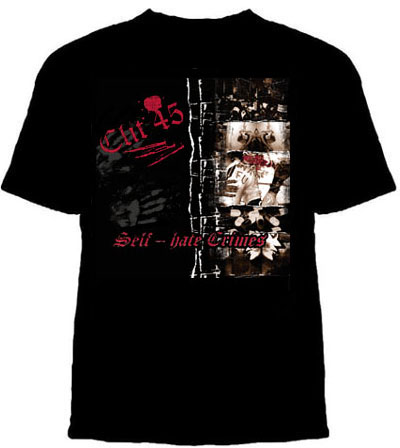 Clit 45- Self Hate Crimes on a black shirt (Sale price!)