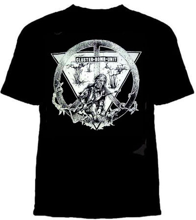 Cluster Bomb Unit- Soldier And Peace Sign on a black shirt
