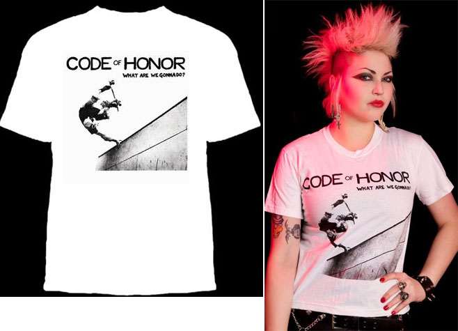 Code Of Honor- What Are We Gonna Do? on a white shirt