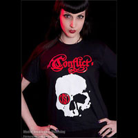 Conflict- Skull on a black shirt