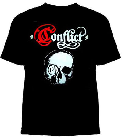 Conflict- Skull on a black shirt
